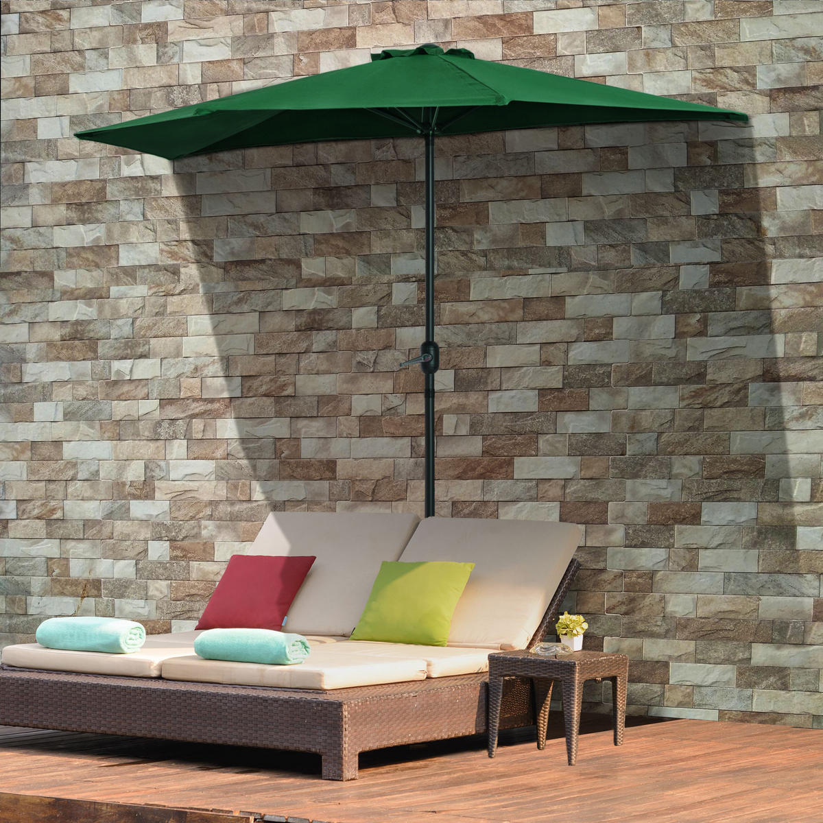 SONNENSCHIRM DE-11496 2,93/1,5/2,49 m Grün - Grün, Textil (150/293cm) - ComfortXL