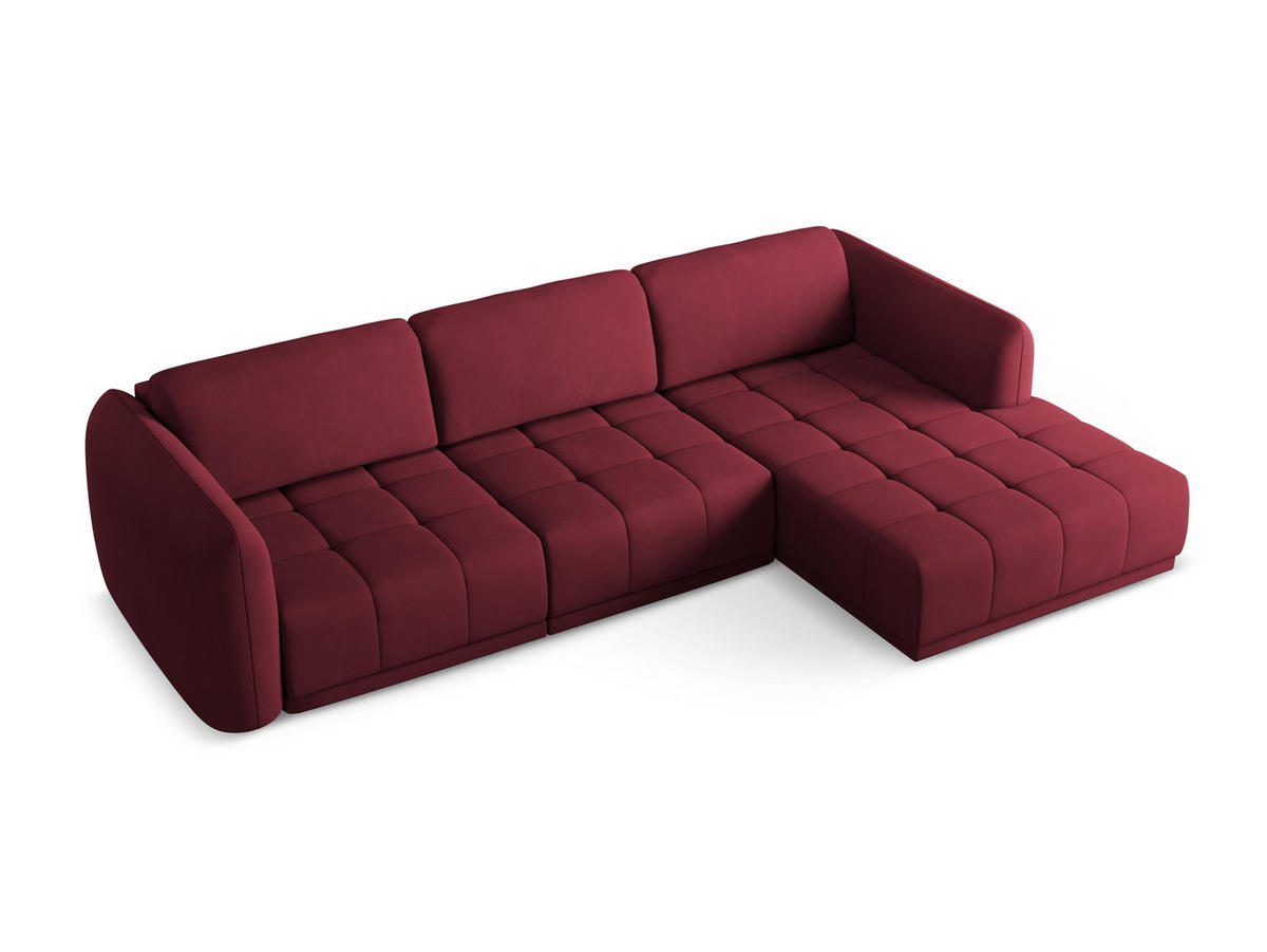 ECKSOFA Rechts Chenille Stoff Rot - Rot/Weinrot, Kunststoff/Textil (290/170cm) - Makamii