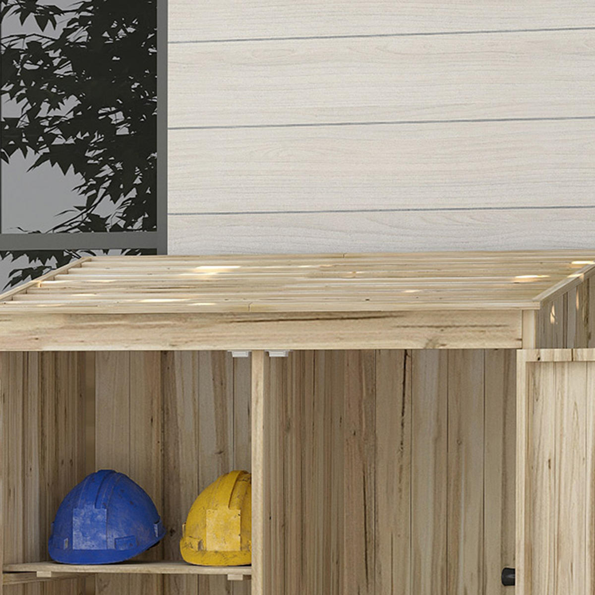 GERÄTESCHUPPEN DE-17586 2 Türen mit Schrägdach Naturholz - Naturfarben, Holz (120/183/57cm) - ComfortXL