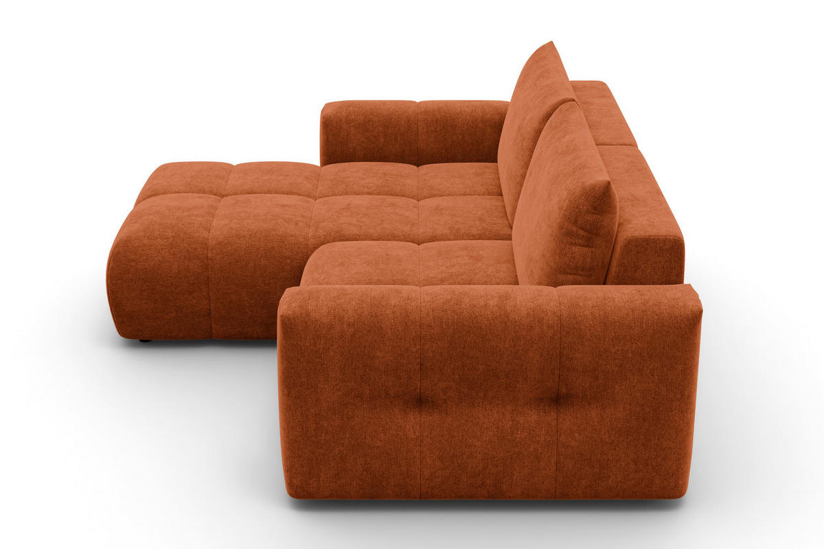 ECKSOFA VERONA 3-Sitzer links, Orange - Schwarz/Orange, Holz/Textil (224/173cm) - Courtois Laville