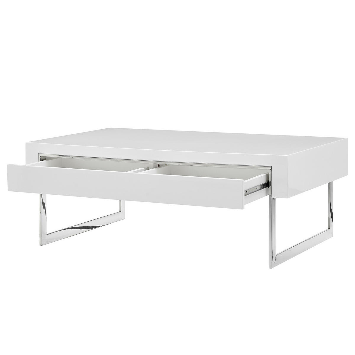 COUCHTISCH - Weiß Hochglanz, Holzwerkstoff/Metall (70/110/40cm) - home24