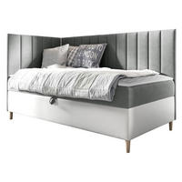 BOXBETT Maja Junior 3, Seite zum Öffnen des Bettkastens: Links - Weiß/Grau, Holz (90/200cm) - MIRJAN24