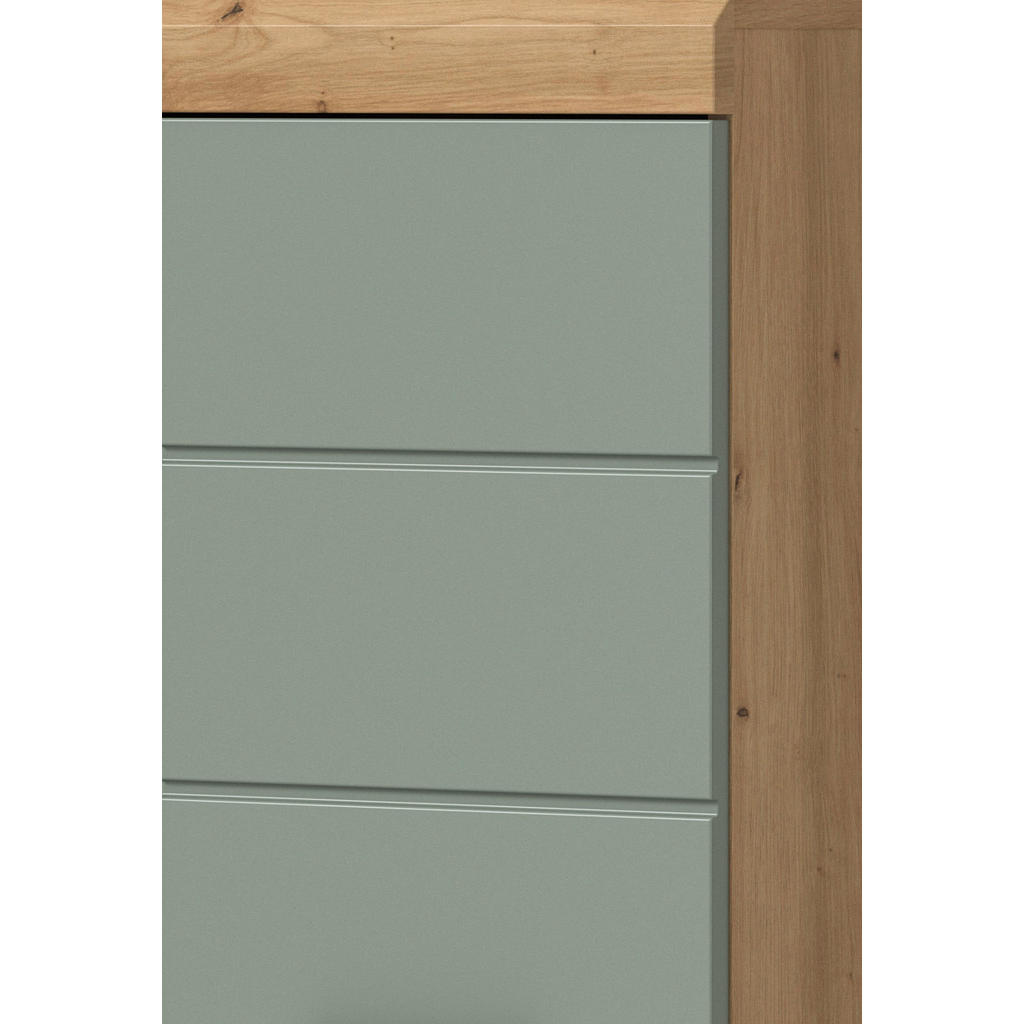 Thumbnail - Inn.Furn Badmöbel-Set, Salbeigrün, Eiche Artisan, Kunststoff, Nachbildung, Uni, Holz Optik, 3 Fächer, Rechteckig, 112x19...