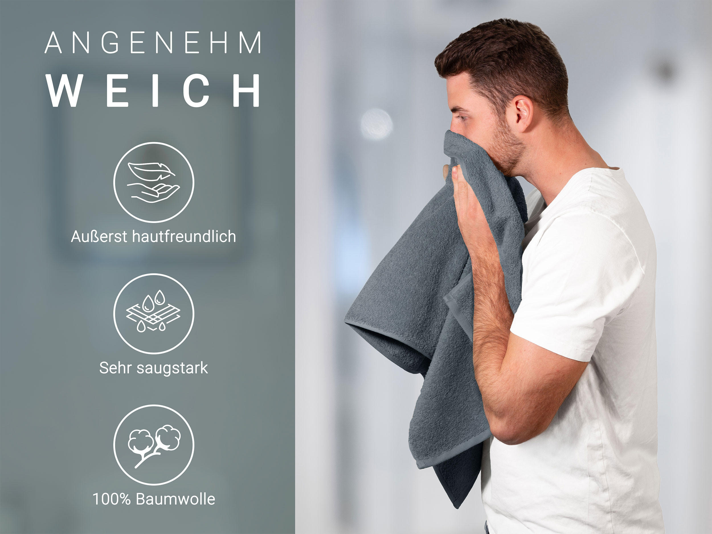 HANDTÜCHER, 6er-Set, 50x100 cm, 100% Baumwolle, Grau - Grau, Textil (50/100cm) - Zollner