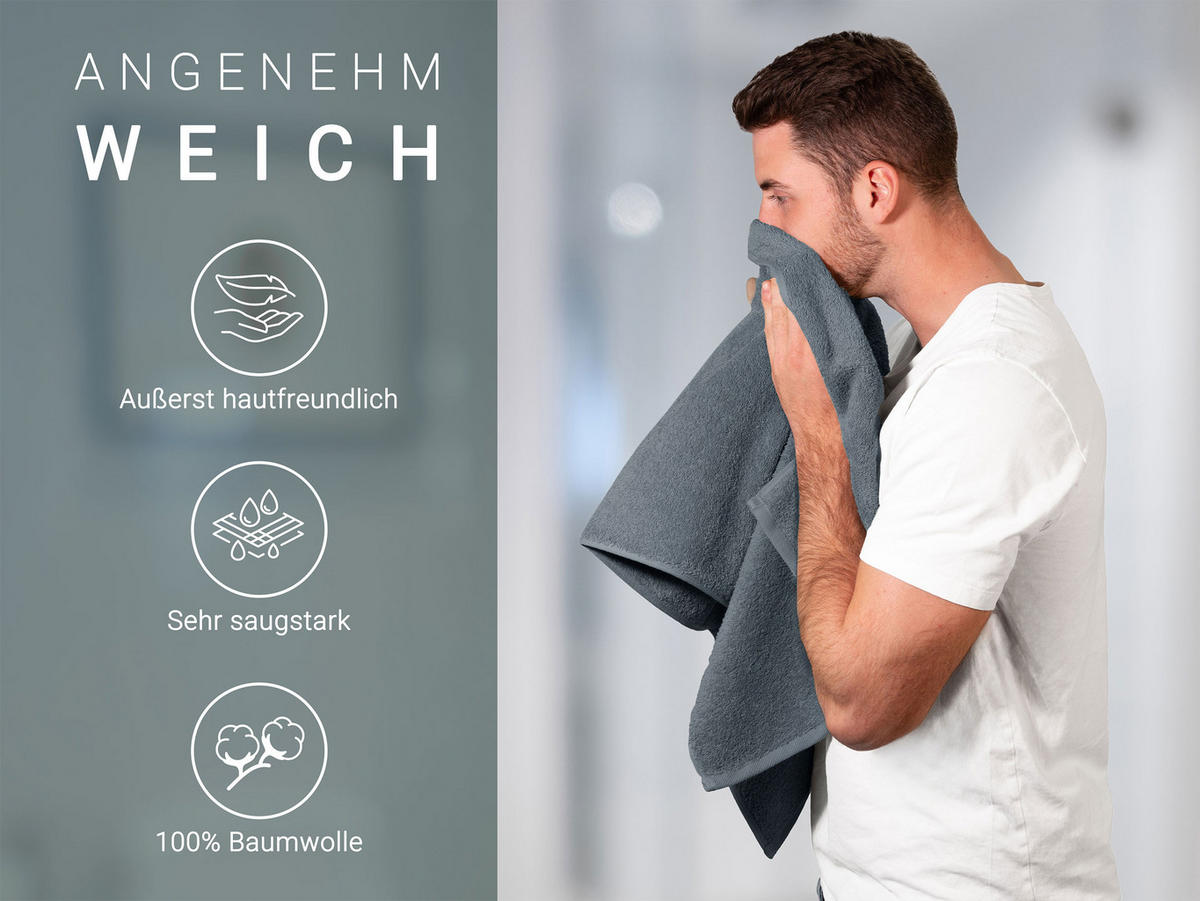 HANDTÜCHER, 6er-Set, 50x100 cm, 100% Baumwolle, Grau - Grau, Textil (50/100cm) - Zollner