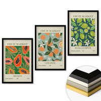 WANDBILDER 3er-Set - 40x60 cm Schwarzer Rahmen - Vintage-Poster mit Früchten - Schwarz, Kunststoff (40/60cm) - ArtPrintCave