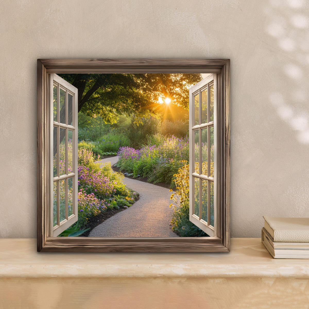 LEINWANDBILD Aussicht - Blumen - Natur - Sonne - Weg 20x20 cm - Hellgelb, Textil (20/20cm) - MuchoWow