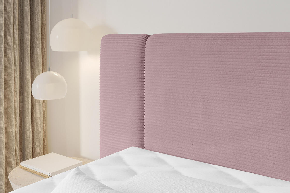 BOXSPRINGBETT mit Matratze H3/H4 - EVON KING - 140x200 cm Rosa - Rosa, Holzwerkstoff (140/200cm) - ALTDECOR