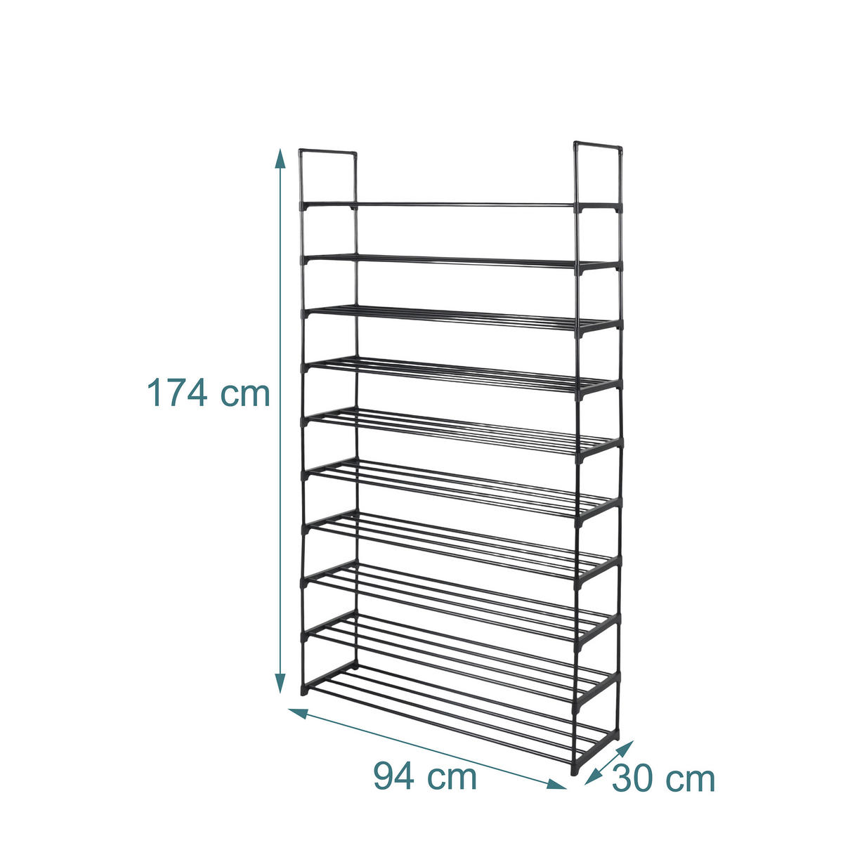 BOTNÍK - černá, kov/plast (94/174/30cm) - Relaxdays
