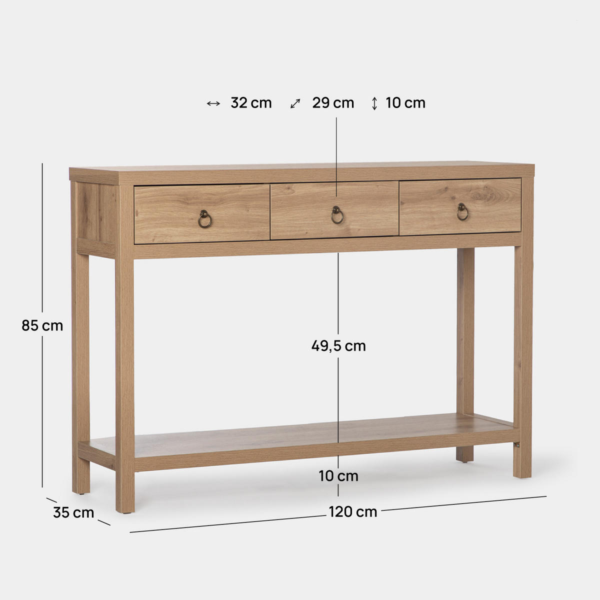 KONSOLENTISCH FÜR DIE EINGANGSHALLE Livorno Natürlich 120 cm x 85 cm - Naturfarben, Holzwerkstoff (35/120/85cm) - Klast Home