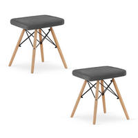 HOCKER 2er Set, Velours in Grau, mit natürlichen Füßen, für Wohnzimmer oder Schlafzimmer - Grau, Textil (43/46/33cm) - Best For Home