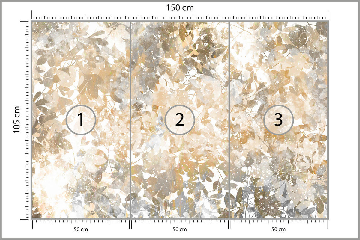 FOTOTAPETE für Wohnzimmer Blätter Abstraktion 150x105 - Beige/Orange, Papier (150/105cm) - Muralo