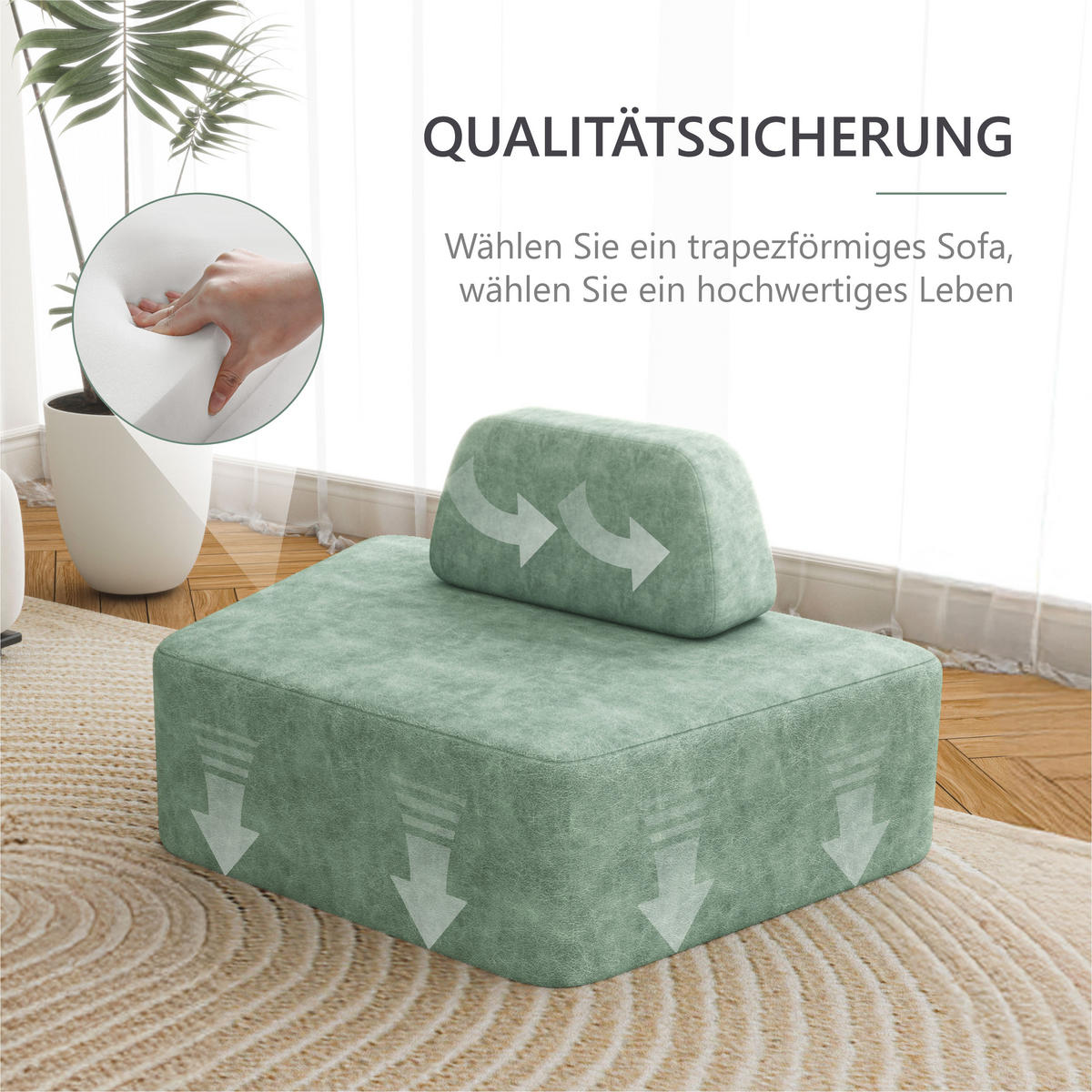 SOFA modulares Sofa trapezförmig Grün - Hellgrün, Textil (116/68/80cm) - Vercart
