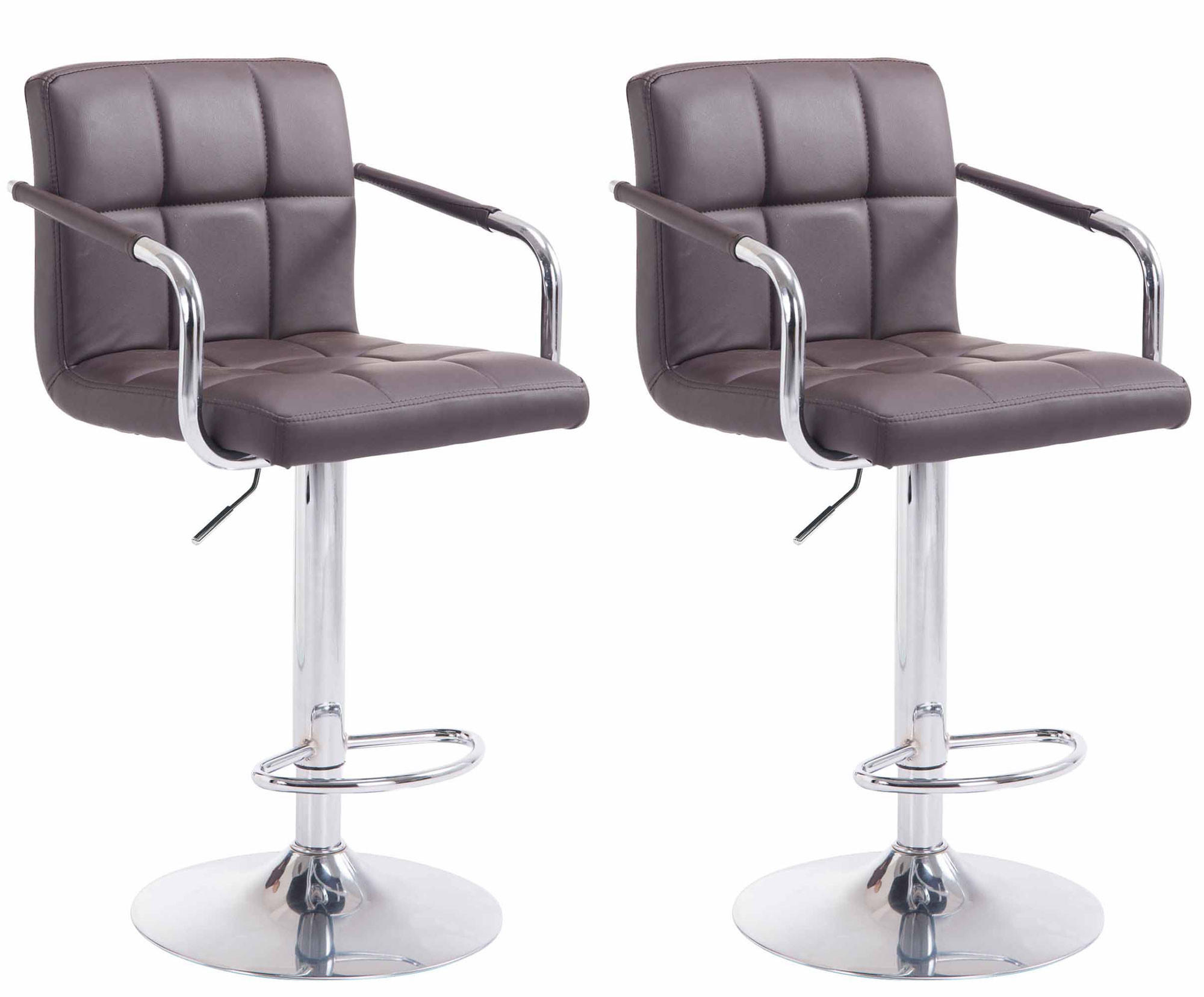 BARHOCKER 2er Set Lederlook Braun - Chromfarben/Braun, Textil/Metall (54/91/46cm) - CLP