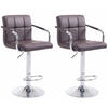 BARHOCKER 2er Set Lederlook Braun - Chromfarben/Braun, Textil/Metall (54/91/46cm) - CLP