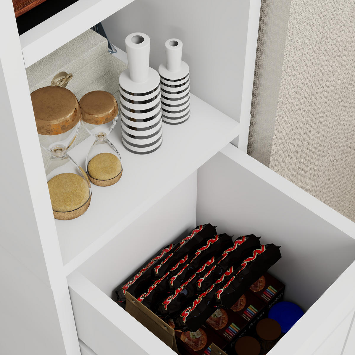 HOCHSCHRANK 20x20x180cm in Weiß mit 2 Türen, 4 Böden & Schublade - Weiß, Holzwerkstoff (20/180/20cm) - Modfu