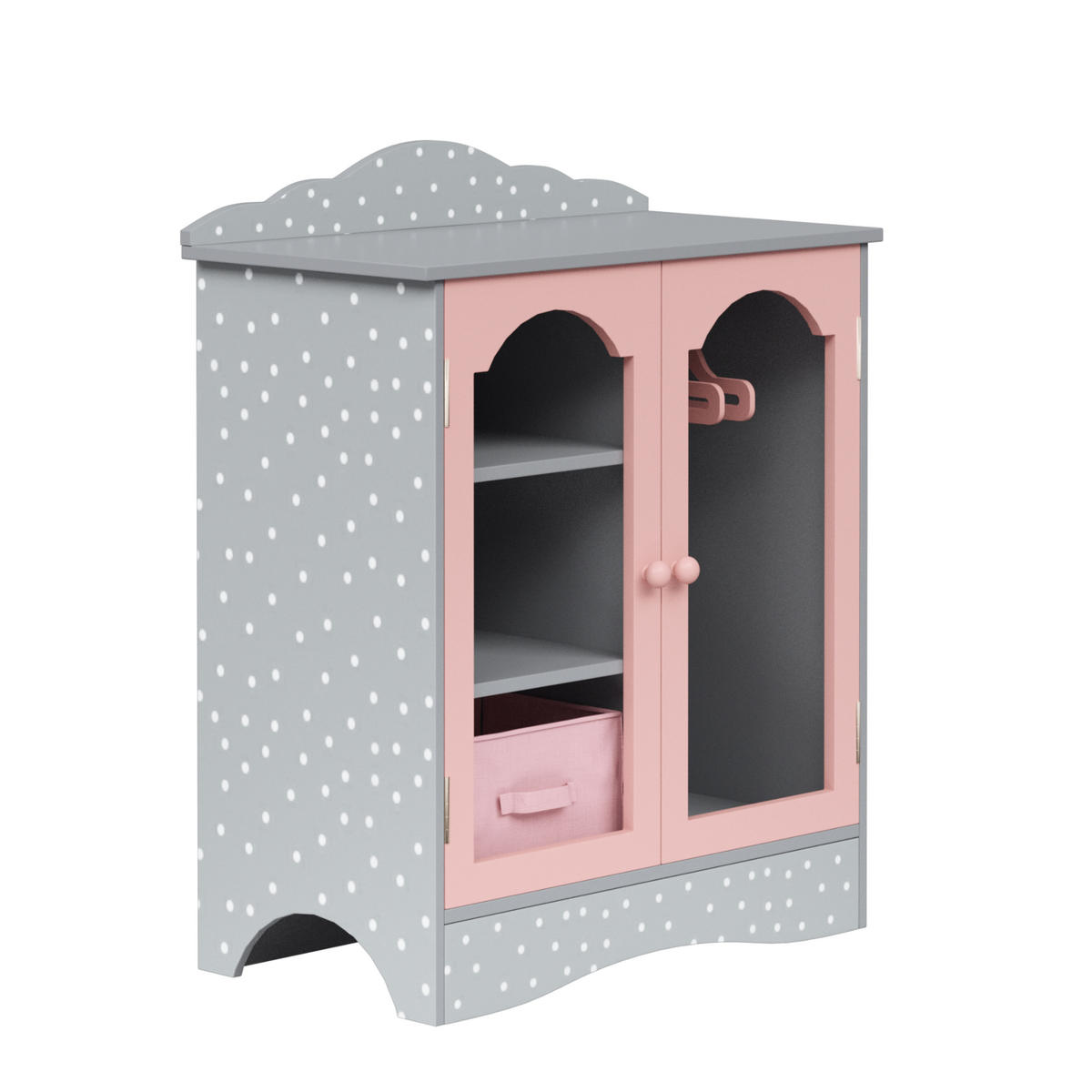 PUPPENSCHRANK Holz mit Schublade Regalen Kleider, Grau, 53cm - Grau, Holzwerkstoff (23/53/43cm) - Teamson Kids