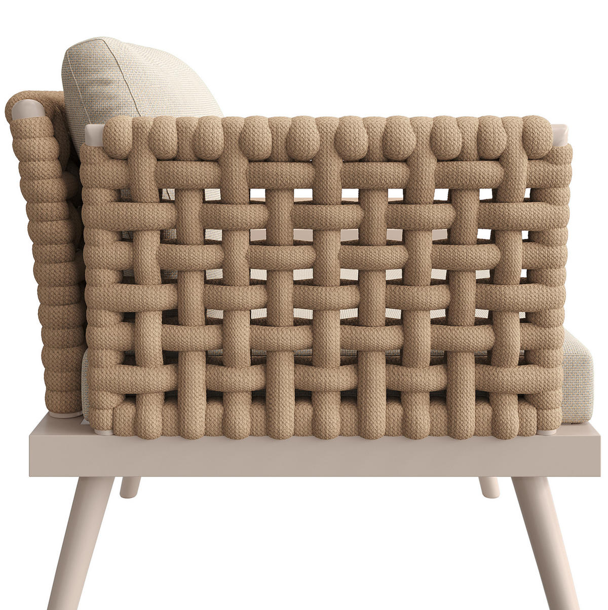 GARTENLOUNGE-SET 200/73/76,5 cm modular mit 2 Couchtischen, handgeflochtenen Armlehnen und Eisengestell, Beige - Beige, Metall - Redom