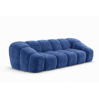 SOFA 3-Sitzer modular, Veloursstoff Bluvel, Tintenblau, CROISSANT - Blau, Holz (240/72/115cm) - Kaiser Möbel