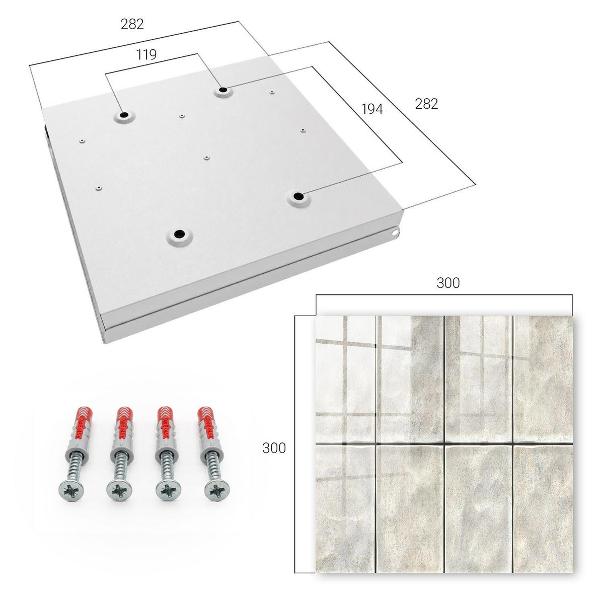 SCHLÜSSELBOX Weiß 30x30 cm – Türöffnung nach rechts - Moderne Eleganz - Beige, Metall (30/30/5cm) - TULUP