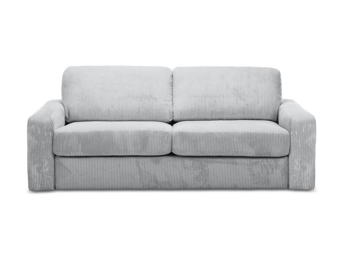 3-SITZER SOFA mit Schlaffunktion Cord Stoff Grau - Hellgrau/Schwarz, Kunststoff/Textil (195/80/100cm) - Makamii