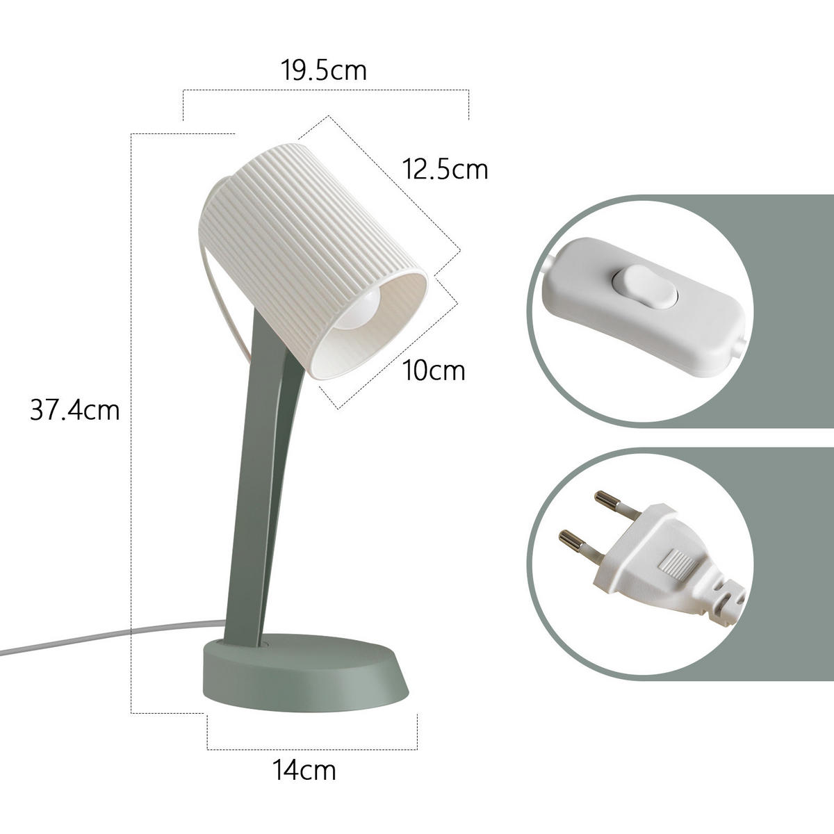 TISCHLEUCHTE Nauman (2er-Set) - Grün, Kunststoff (37.4/14/19.5cm) - Nettlife