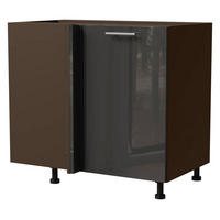 ECK-KÜCHENSCHRANK Essen D13U/90 Graphit Hochglanz / Lava Matt 90 / 50 / 82cm - Dunkelgrau/Graphitfarben, Holz/Holzwerkstoff (90/82/50cm) - Feldmann-Wohnen