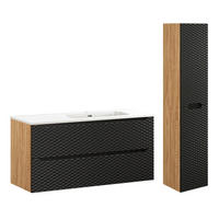 BADMÖBEL 120cm Elora 2er-Set Schwarz und Holz - Schwarz, Holzwerkstoff (120/57/46cm) - Petits-meubles