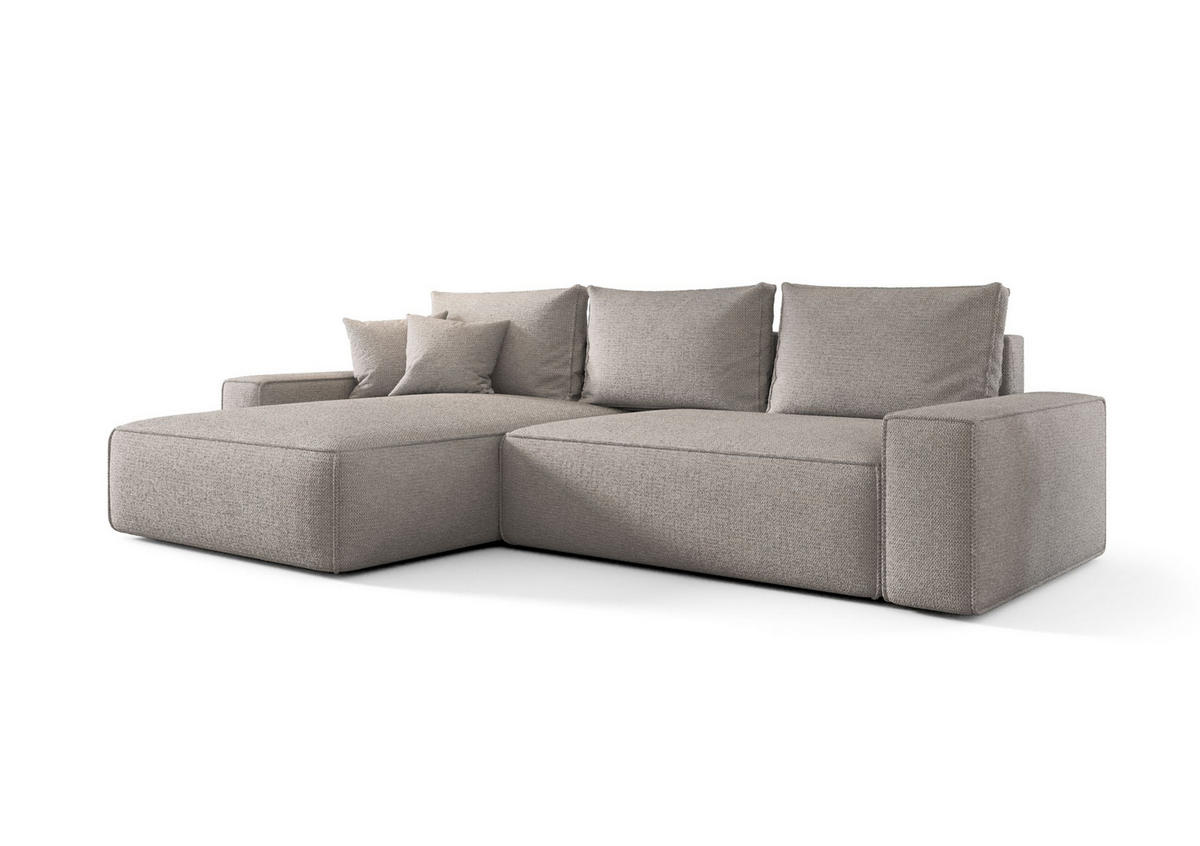 ECKSOFA MONA mit Schlaffunktion ARAGON 80 Links - Greige, Textil (175/280cm) - Bedante