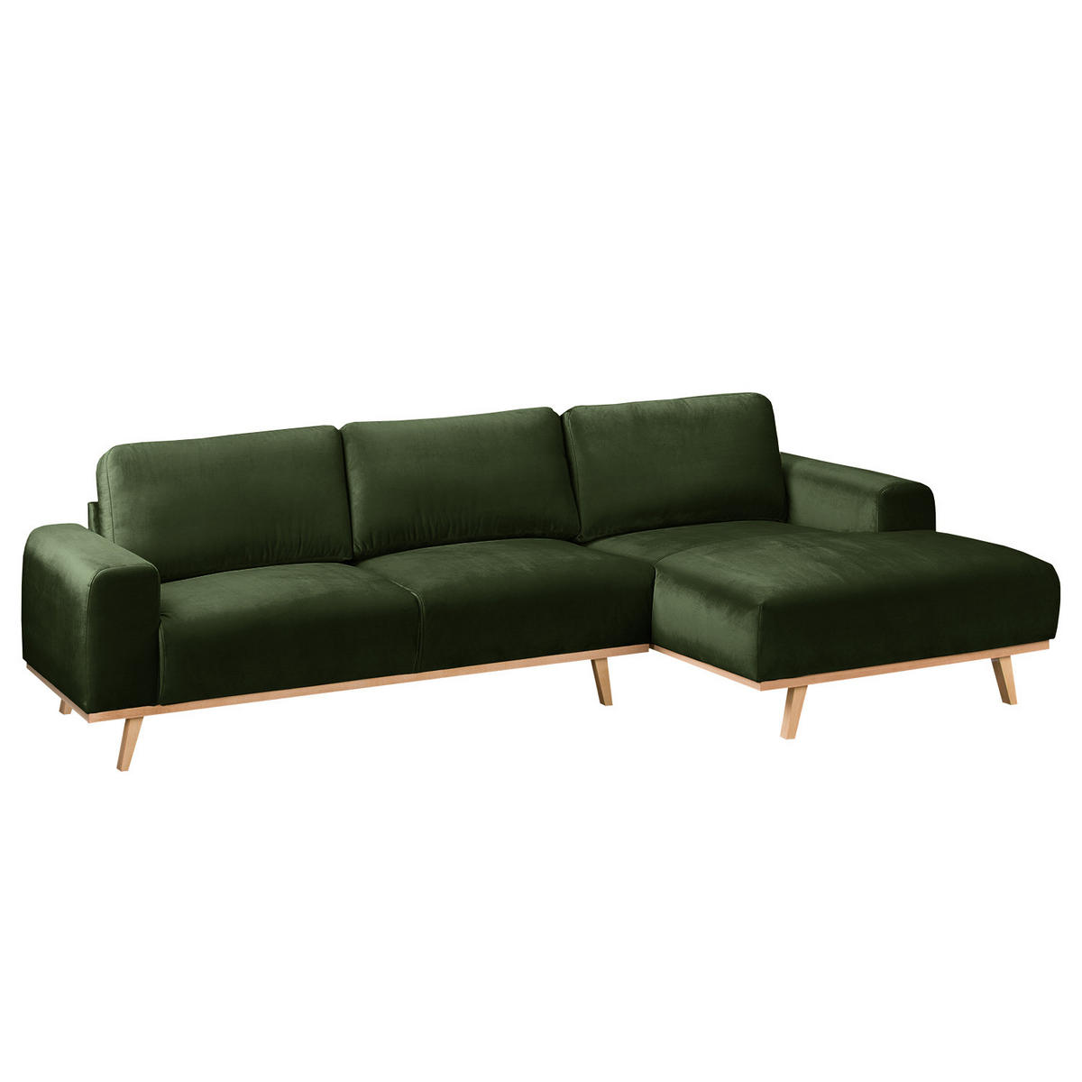 ECKSOFA - Samt - Dunkelgrün, Textil (286/152cm) - home24
