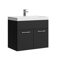 BADMÖBEL-SET Montreal 2 Teile Schwarz Matt - 60 x 35 x 51 cm - Schwarz, Holz (60/51/35cm) - Badplaats