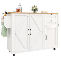 KÜCHENINSEL DE-41254 120/43,2-71,2/92 cm mit klappbarer Tischplatte Weiß - Weiß, Holzwerkstoff (120/92/43.2cm) - ComfortXL