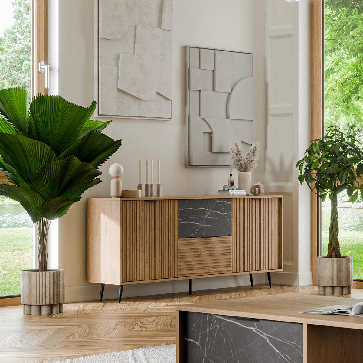 SIDEBOARD Luka Holz und Schwarz - Schwarz, Holzwerkstoff (180/80/40cm) - Petits-meubles