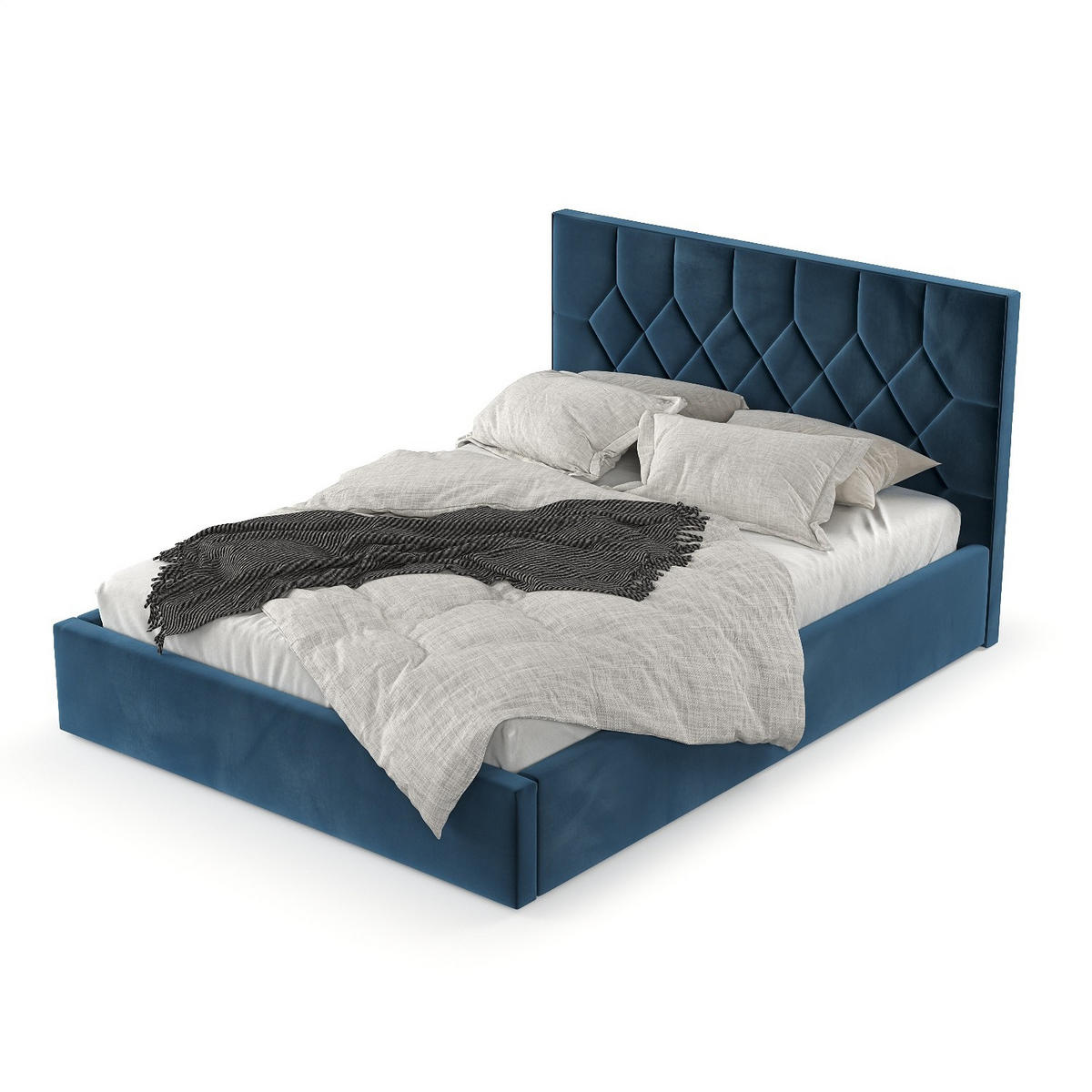 POLSTERBETT Brisa 180/200 cm Dunkelblau im Kronos Stoff - Schwarz/Naturfarben, Holz/Holzwerkstoff (180/200cm) - AltaBeds
