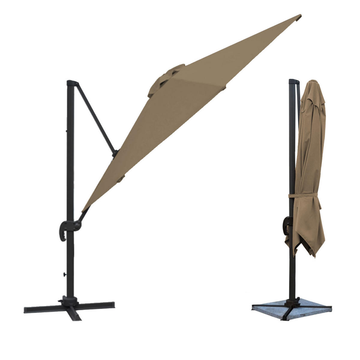 SONNENSCHIRM Molokai Taupe 300/400 cm - Braun, Textil (300/400cm) - Happy Garden