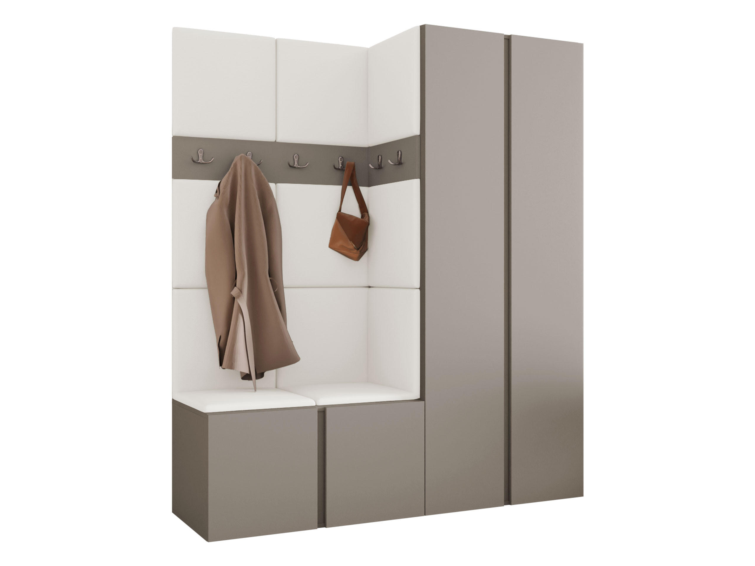 GARDEROBEN-SET Orion III - Kaschmir/Weiß, Holzwerkstoff/Kunststoff (158/186/46cm) - MIRJAN24