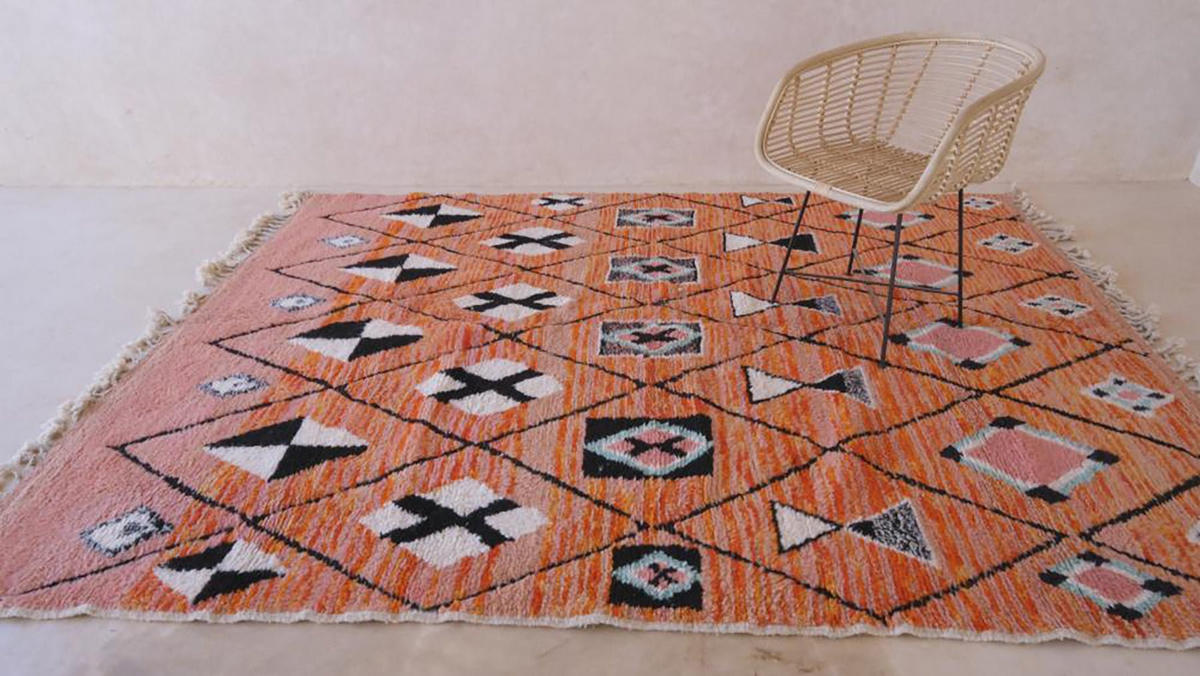 BERBERTEPPICH aus Marokko modern aus Wolle orange - Orange, Naturmaterialien (221/293cm) - AFK Living