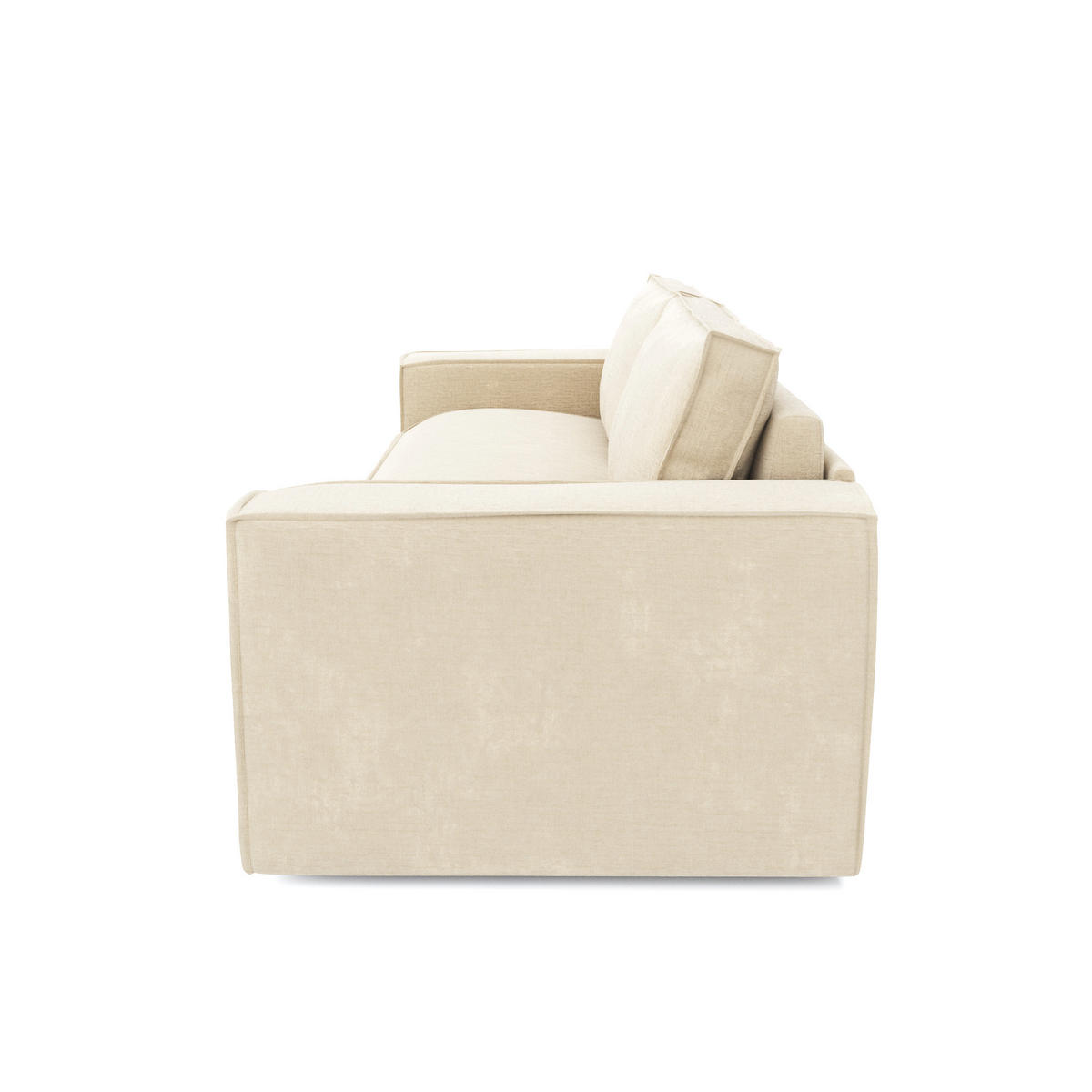 SCHLAFSOFA GERADE Samt Creme 214cm - Creme, Textil (214/90/100cm) - Sia Home