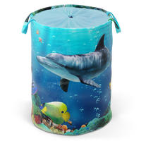 WÄSCHEKORB Delphin - Blau, Textil (37/55/55cm) - Sanilo