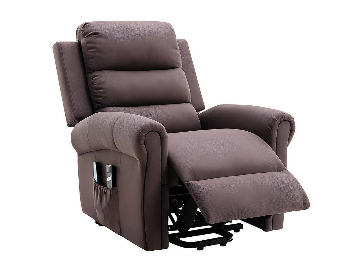 MASSAGESESSEL mit elektrischer Aufstehhilfe - Stoff - Braun - LOVARI - Braun, Textil (84/107/91cm) - Vente-Unique