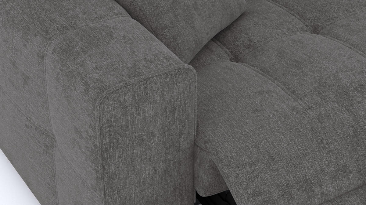 SOFA QUARTZ 3-Sitzer mit 2 Relaxfunktionen, dunkelgrau - Dunkelgrau/Silberfarben, Holzwerkstoff/Textil (204/80/102cm) - Courtois Laville
