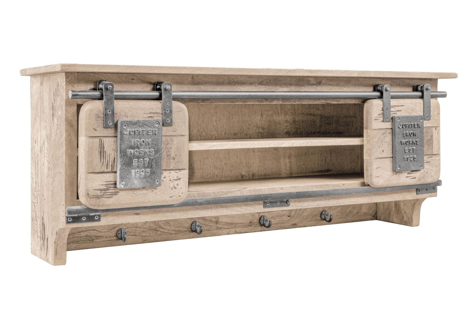 WANDGARDEROBE Mango 115x30x45 whitewash lackiert RAILWAY #359 - Beige, Holz (115/45/30cm) - Massivmoebel24