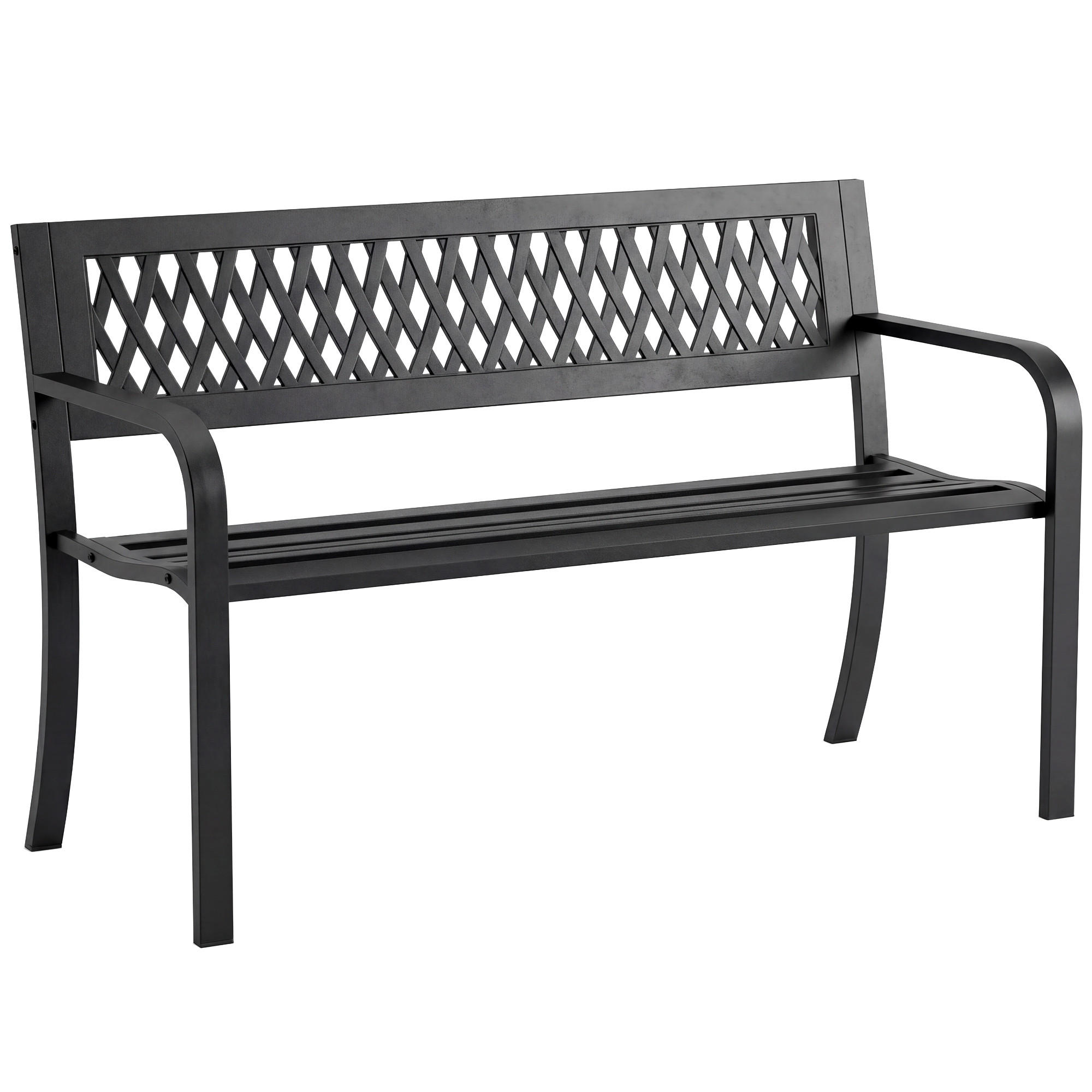 GARTENBANK,2-SITZER Metall Lattenrost Armlehnen,schwarz - Schwarz, Metall (119/75/50cm) - Vallsero