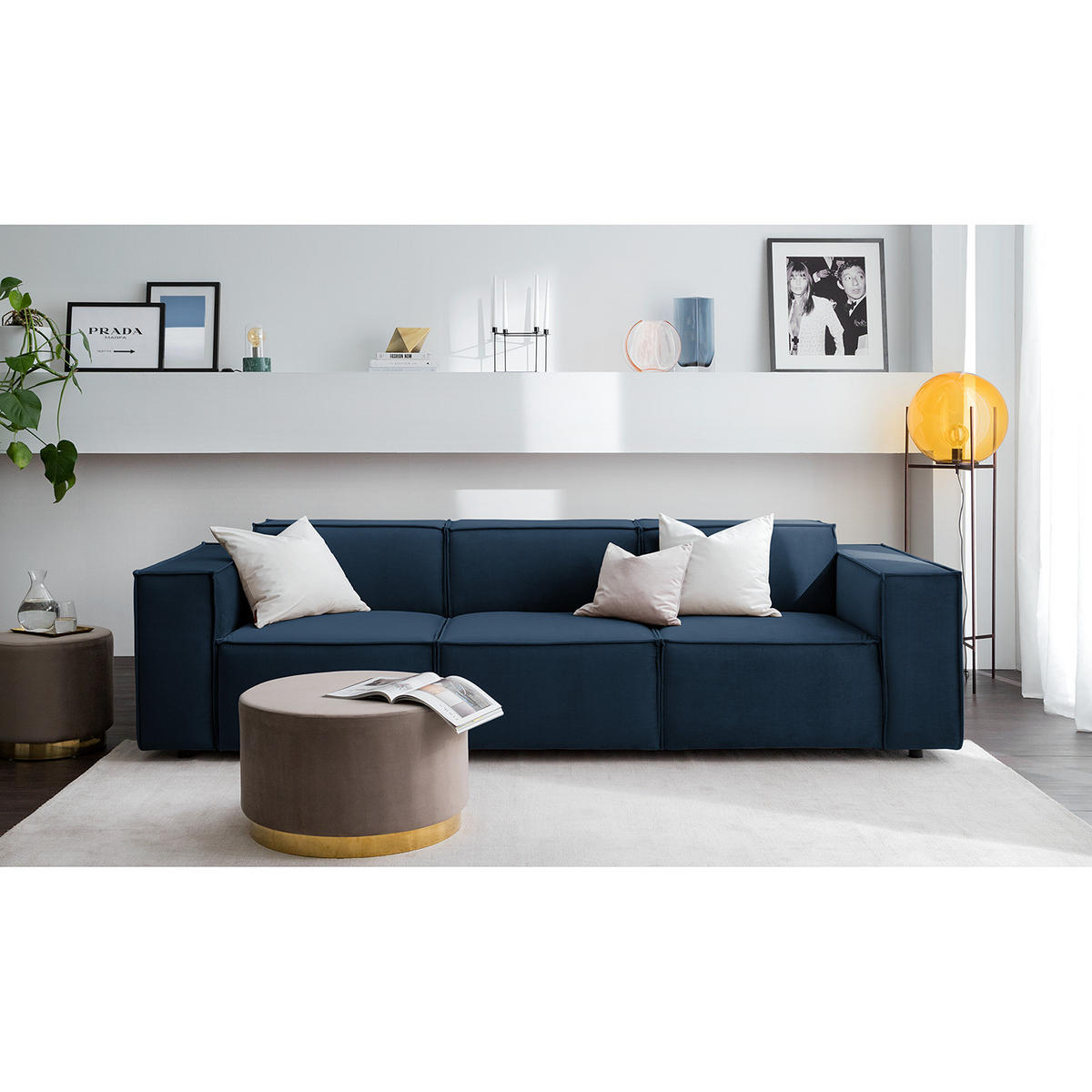 3-SITZER SOFA - Dunkelblau, Textil (260/70/96cm) - home24