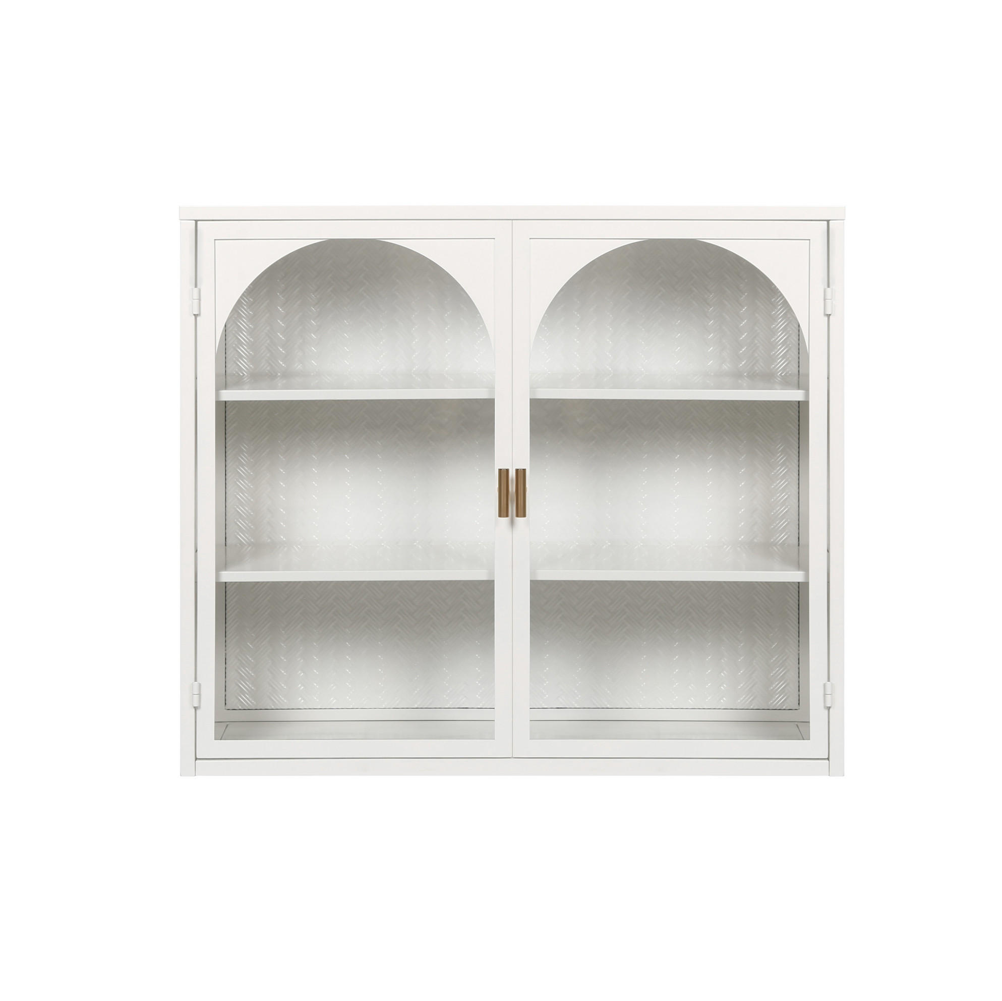 KÜCHENOBERSCHRANK 60/23/70 cm aus Metall und Sicherheitsglas mit Flechtmuster Weiß - Weiß, Holzwerkstoff (70/60/23cm) - Modenvie