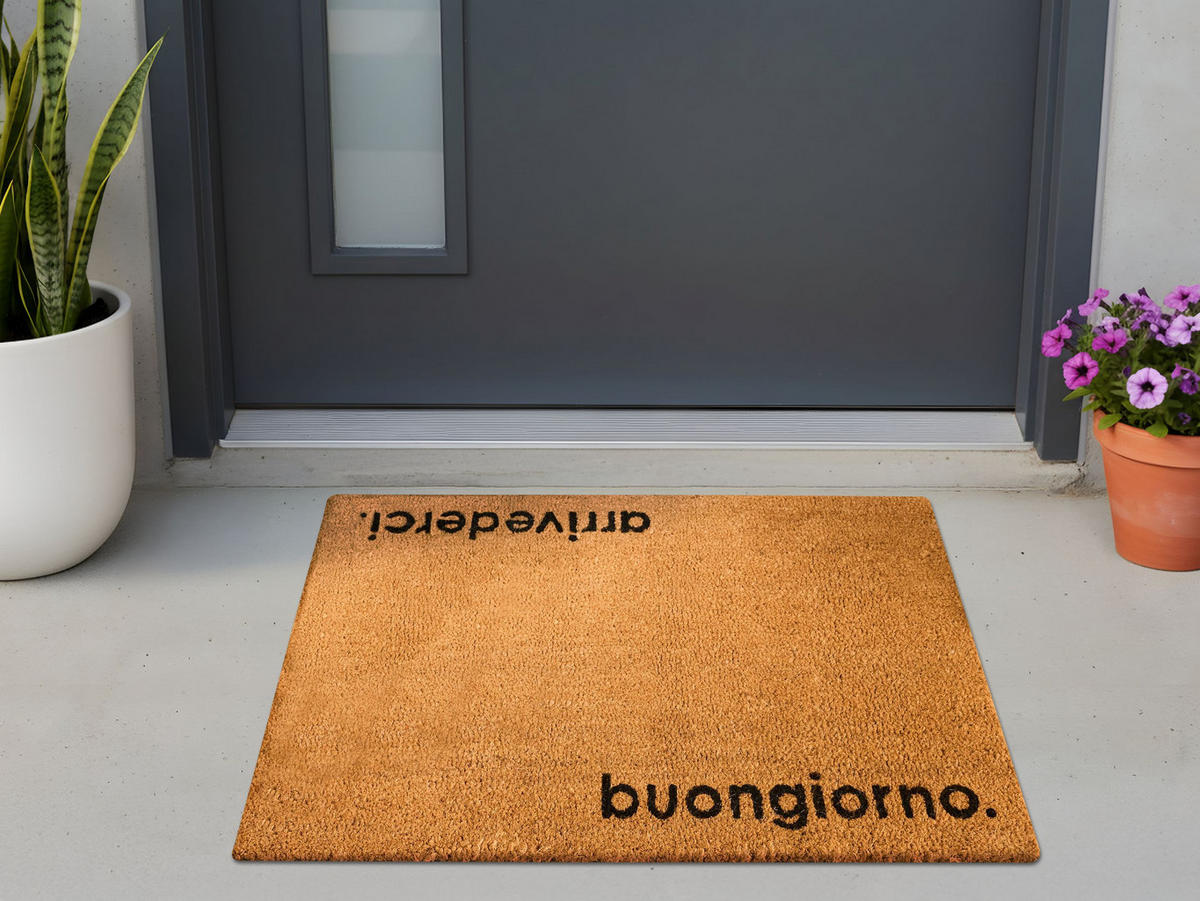ROHOŽKA Přírodní 60/90 cm Schriftzug Kokosová vlákna Labo - přírodní, textil (60/90cm) - Beliani