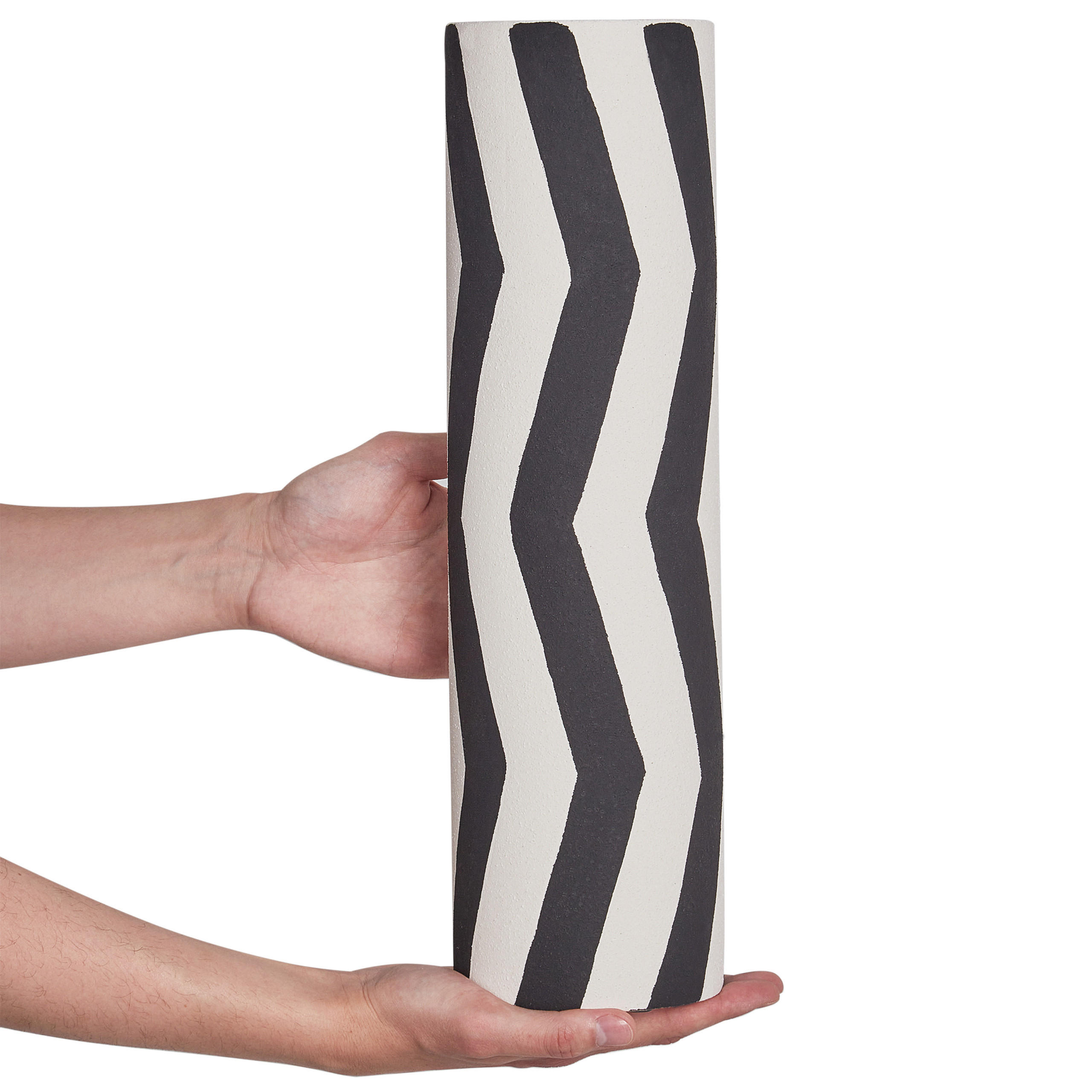 BLUMENVASE Steinzeug weiß Goby - Weiß, Stein (40cm) - Beliani