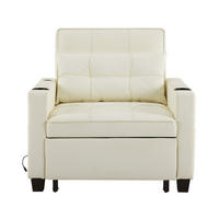 SESSEL 3-in-1 Ausziehbar mit Getränkehaltern und USB-Anschluss Weiß Holz-Metall 90/90/90 cm - Weiß, Holz (74/84/87cm) - OKWISH