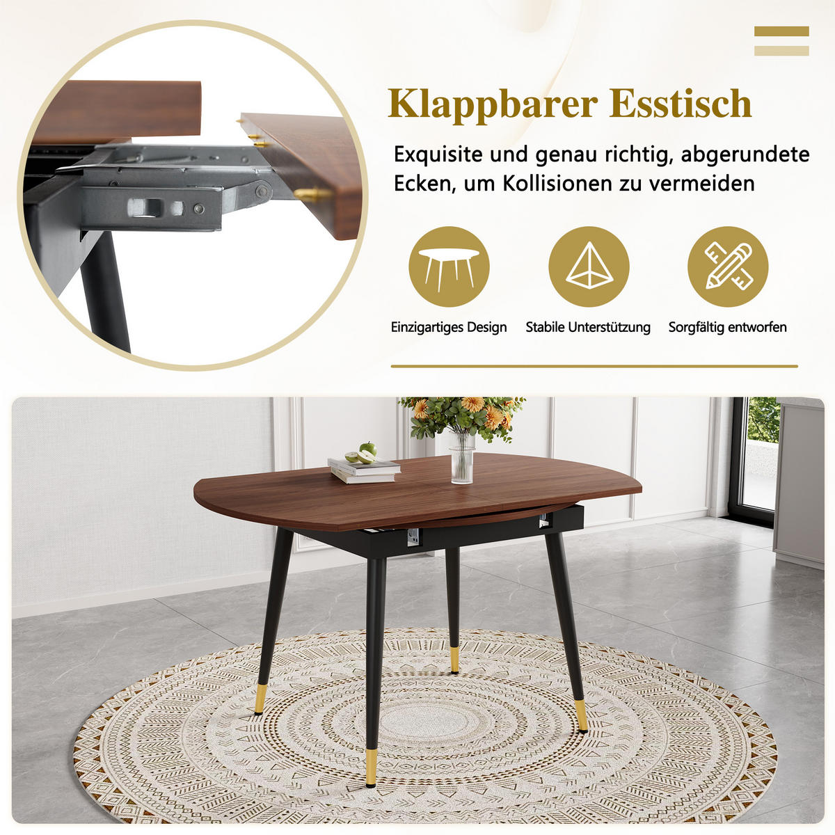 AUSZIEHTISCH Nussbaumfarben 135/85/77 cm - Walnussfarben, Holz (85/135/77cm) - PANGIVO