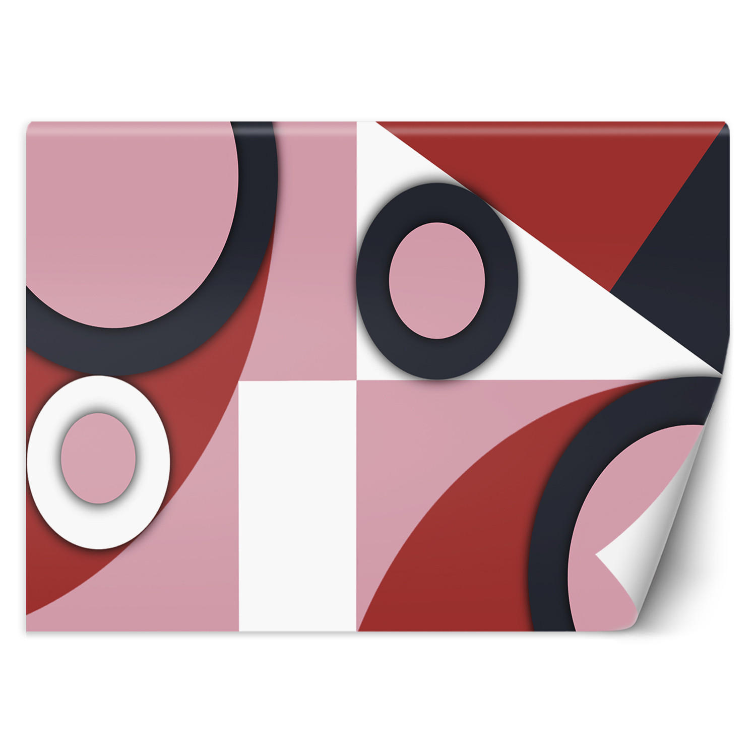 FOTOTAPETE, Geometrische Abstrakt Rot Rosa Schwarz 254x184 - Rot, Textil (254/1cm) - Feeby